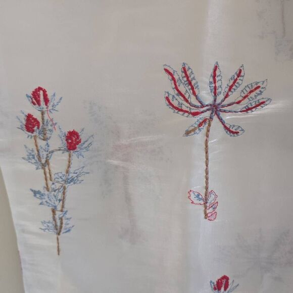 NKM Holdings Unisex Sheer White Organza Embroidered Hawaiian Shirt, NWOT, XL - Picture 6 of 9